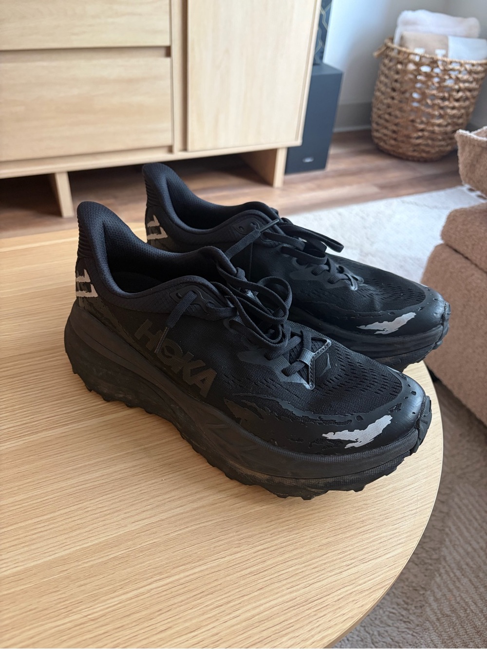 Hoka All-Black Cushion Trail Runners